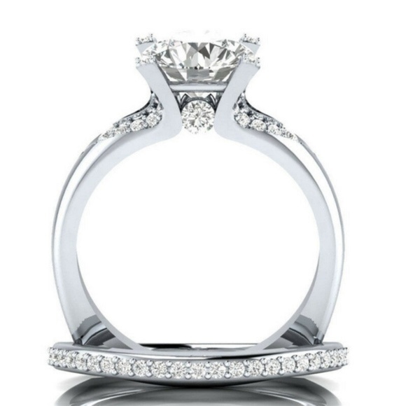 925 Silver Ring Round Cut White Sapphire New - Picture 5 of 6